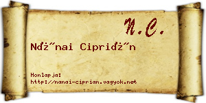 Nánai Ciprián névjegykártya